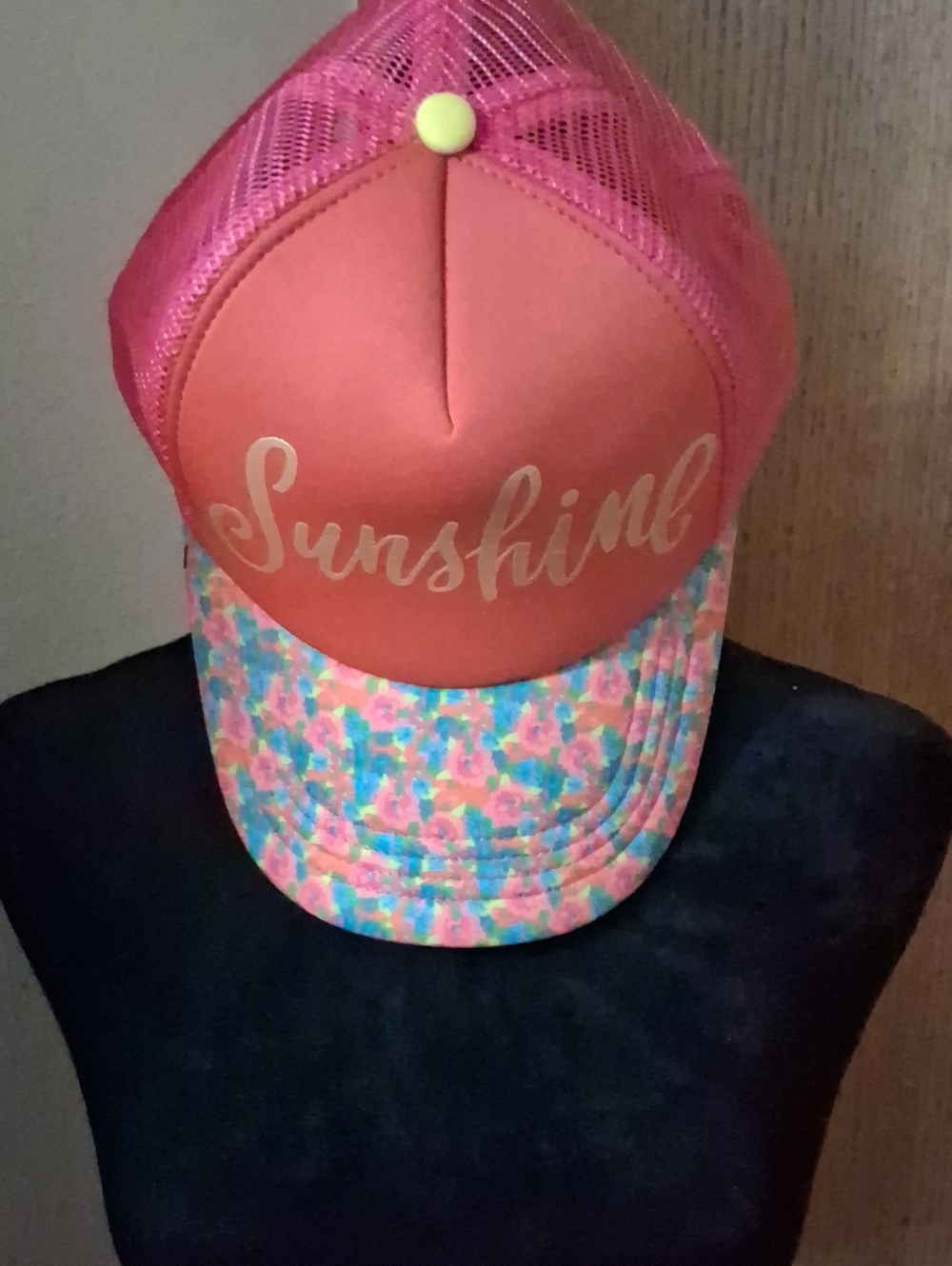 Sunshine Trucker  Hat - Coral Pink Floral